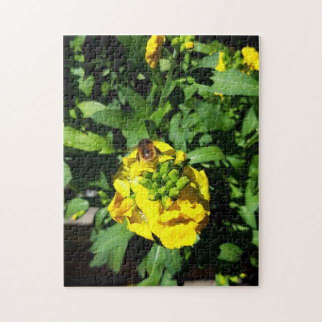 Bin på Gula blommor Pussel (Vertikal)