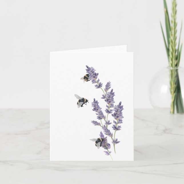 Bin på Lavender Flowers Note Card Anteckningskort (Framsida)