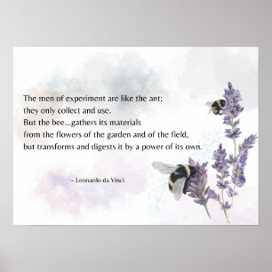 Bin på lavender med Da Vinci-offertutskrift Poster