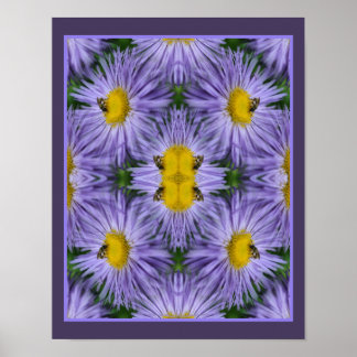 Bin på Lila Aster Flowers Nature Abstrakt Poster