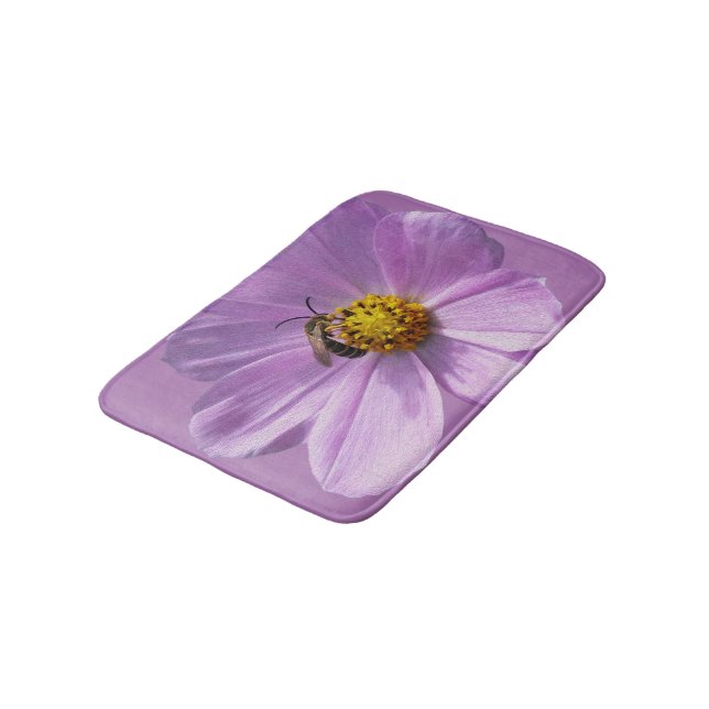 Bin på lila blomma badrumsmatta (Vinklad)