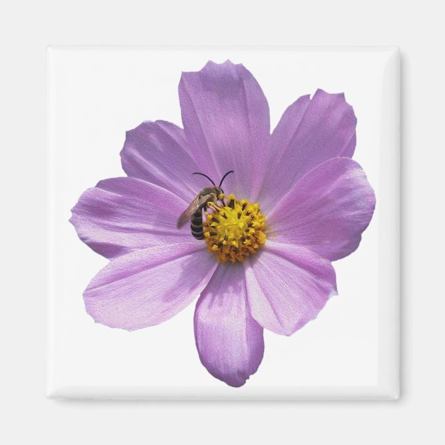 Bin på lila blomma magnet (Framsidan)