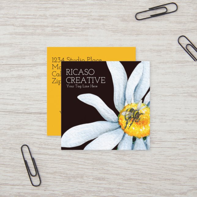 Bin på Personligen FLODRE Anpassningsbar Vattenfär Fyrkantigt Visitkort (Fram/Back In Situ)