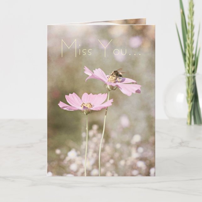 Bin på Rosa blomma Kort (Framsida)