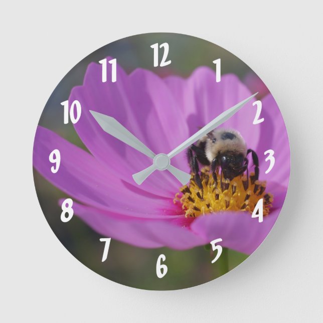 Bin på Rosa Cosmos, uppåt och nedåt Rund Klocka (Framsida)