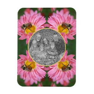 Bin på Rosa Daisy Blommor Ram Lägg till foto Magnet