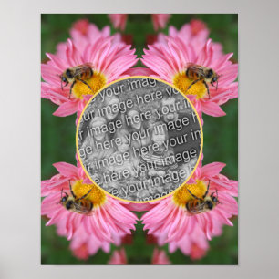 Bin på Rosa Daisy Blommor Ram Lägg till foto Poster