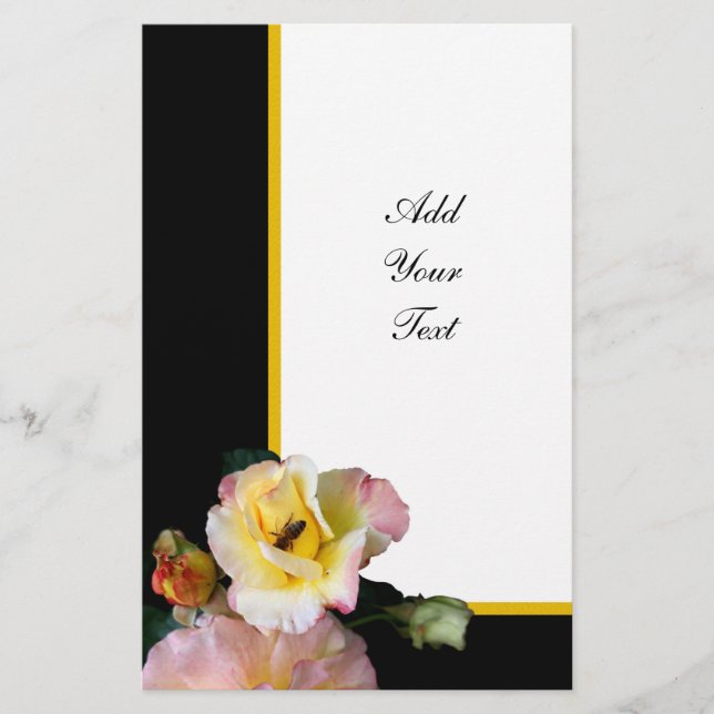 Bin på Rosa Gul ros Flowers Flygblad (Framsidan)