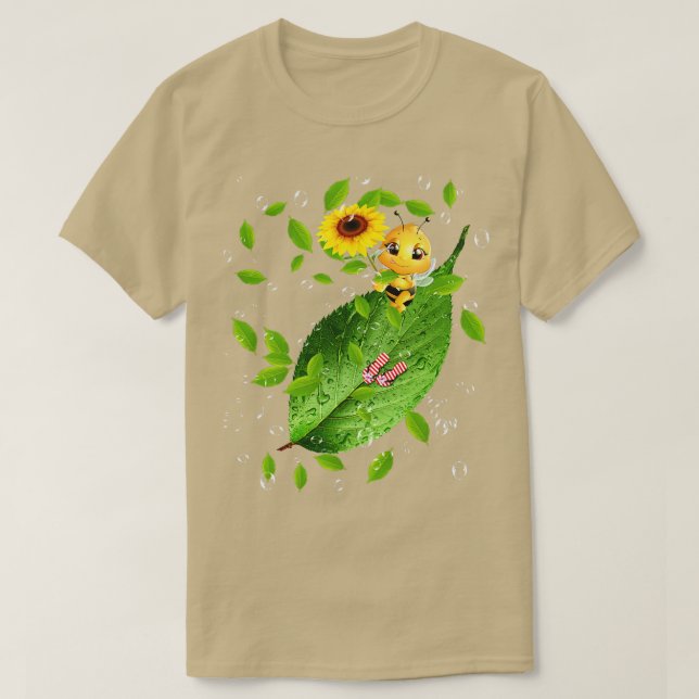 Bin på solrosbin på en solrosa t shirt (Design framsida)
