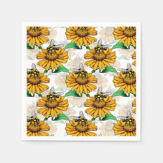 Bin på Solrosblommor i Mönster Design Pappersservett (Framsidan)