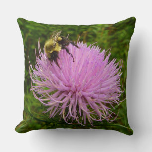 Bin på tistelblomma natur kudde