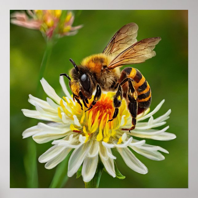 Bin på vit blomma poster (Framsidan)