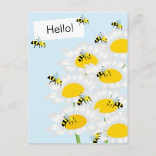 Bin på vykort för blomma - blå backgrond