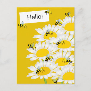 Bin på vykort för blomma - Gultens bakgrond