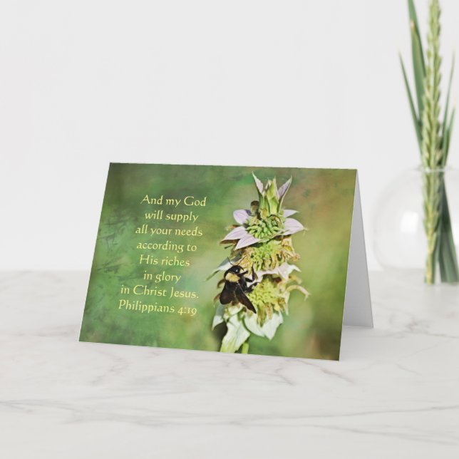 Bin på Wildblomsterskript, filippianer 4:19 Kort (Framsida)