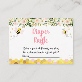 Bin Rosa Guld Blommigt Baby Shower Diaper Raffle Tilläggskort