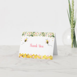 Bin Rosa Guld Blommigt Birthday Tack Kort