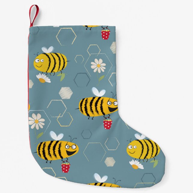 Bin som buzzar runt och pollinerar blommor liten julstrumpa (Framsidan)