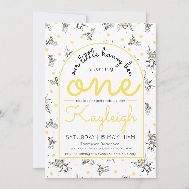Bin: Uppmaning till honungsbin på födelsedagen Par Inbjudningar (Framsida)