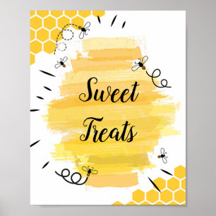 Bin vattenfärg Söta Treat-tecken Poster