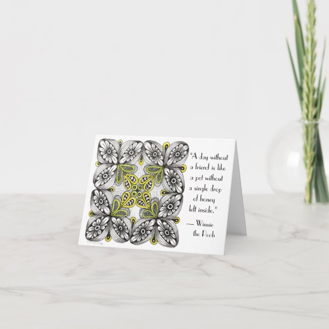 Bina & Blommor Handritad Klotter Vänskapskort Kort (Framsida)