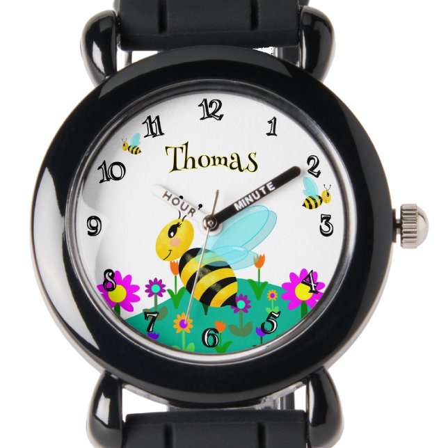 Bina i blommor Rolig teckensnitt Personlig Armbandsur (Skapare uppladdad)