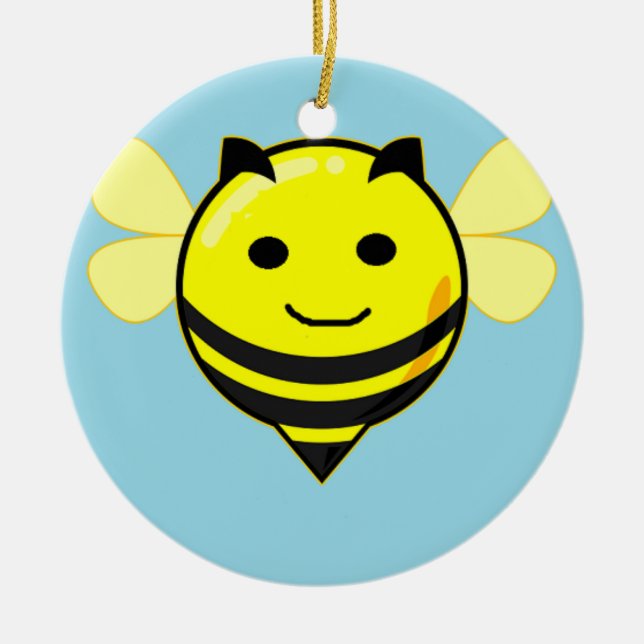 Bina lycklig på blå julgransprydnad keramik (Framsidan)