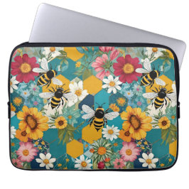 Bina och blommor Bin Blommönster Laptop Fodral