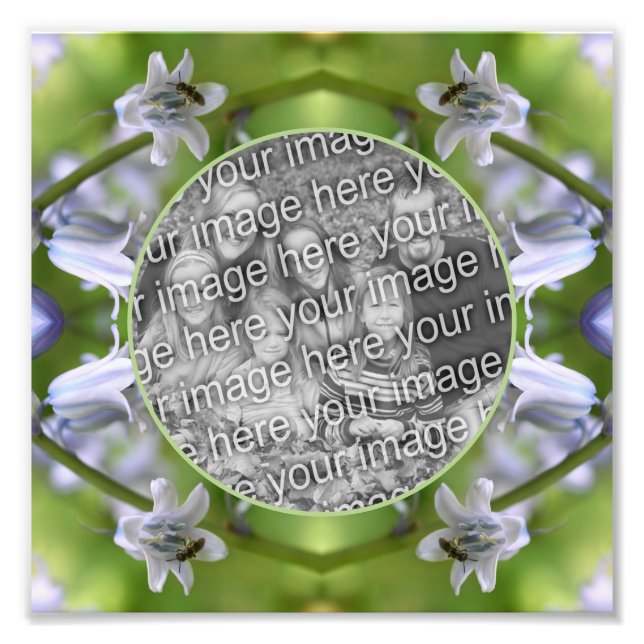 Bina På Blåklocka Blomma Ram Skapa Ditt Eget 8x8 Fototryck (Framsidan)