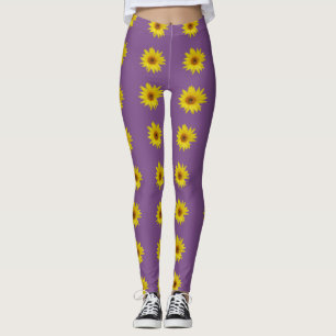 Bina på en solros med lila bakgrund leggings