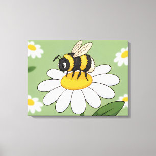 Bina på en vit tusenskönastryck på canvas