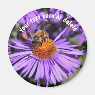 Bina På Lila Aster Blomma Natur Personlig Magnet