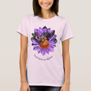 Bina På Lila Aster Blomma Natur Personlig T Shirt