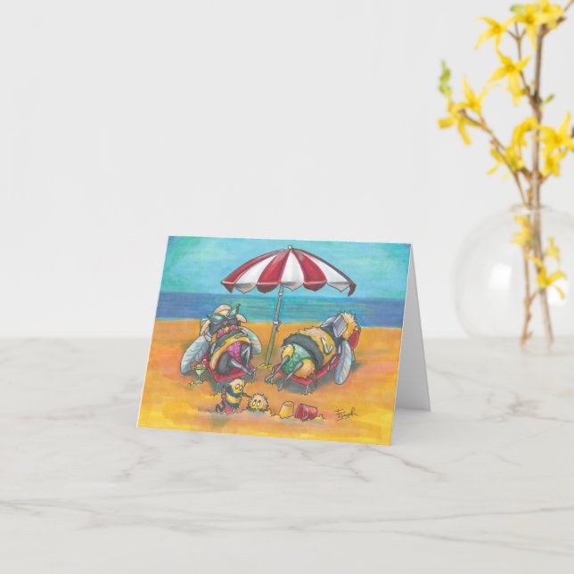 Bina på semester Blank välkomstkort Kort (Gul blomma)