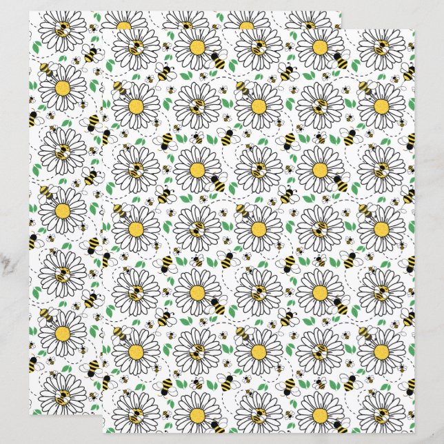 Bina & Prästkragar Scrapbookpapper (Fram/baksida)