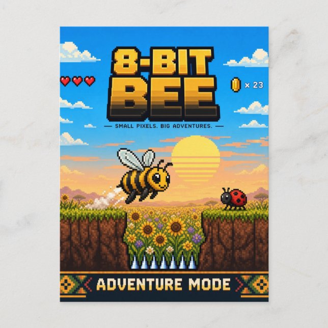 Bina, Retro 8-Bit Pixel Art Vykort (Framsida)