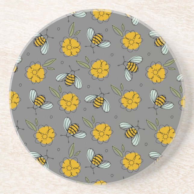 Bina & Smörblommor på grått Underlägg (Framsidan)