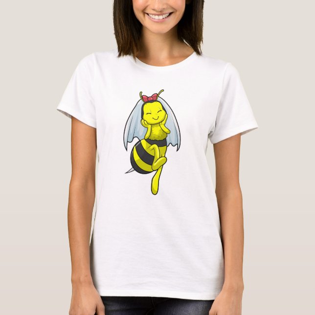 Bina som brud på bröllop med slöja t shirt (Framsida)