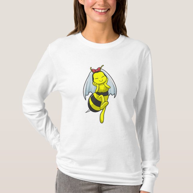 Bina som brud på bröllop med slöja t shirt (Framsida)