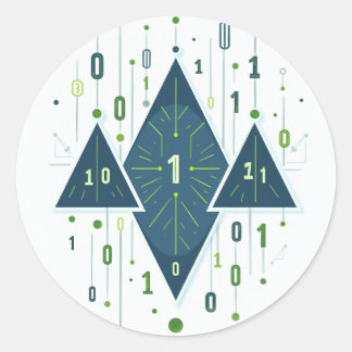 Binär kod geometriskt mönster för programmerare oc runt klistermärke
