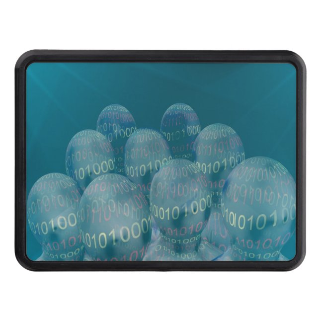 binär kod, människa och digital kommunikation . dragkroksskydd (Framsidan)