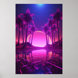 Binära bliss: Synthwave Euphoria Poster