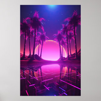 Binära bliss: Synthwave Euphoria Poster