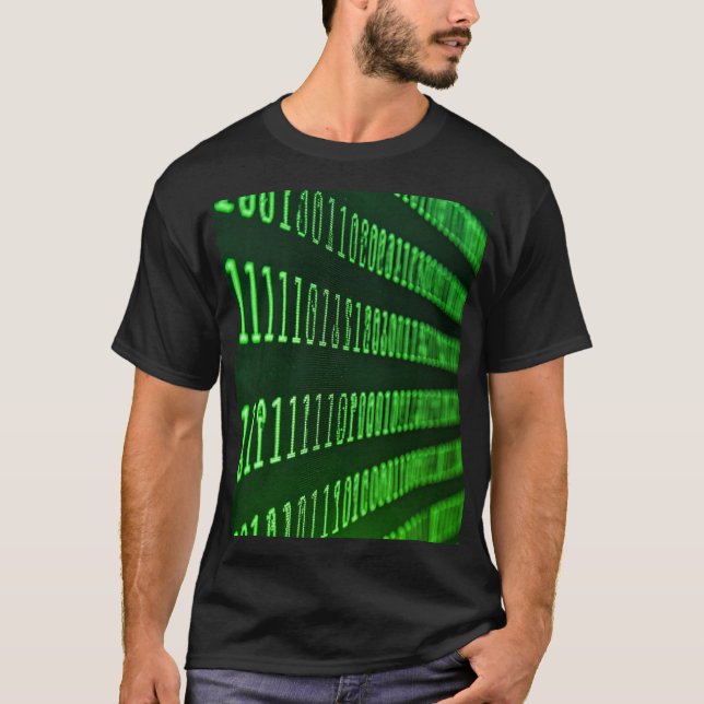 Binära koder grön och blå t shirt (Framsida)
