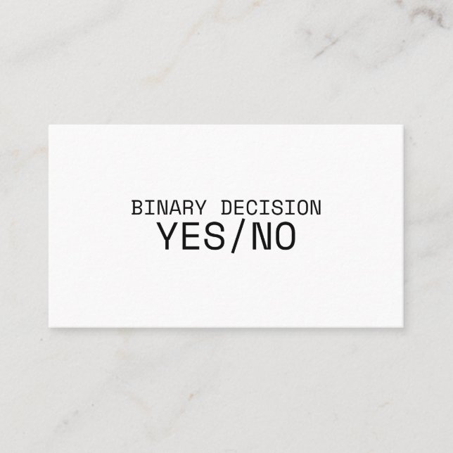 Binärt Beslut Ja Nej Minimalistisk Skrivmaskin  Visitkort (Framsida)