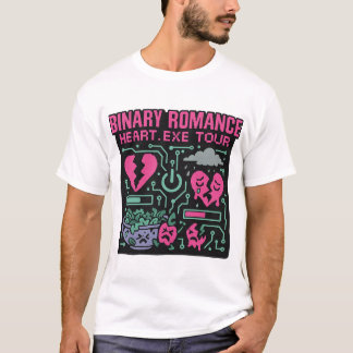 Binary Romantik Unisex T-Shirt, Glitchy Cyber Band T Shirt