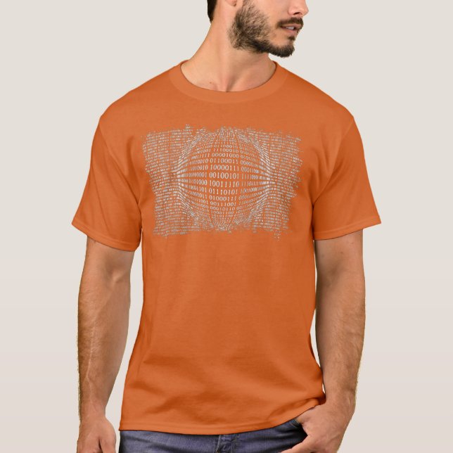 Binary Sphere Computer Programmer Coder Geek T Shirt (Framsida)