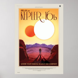 Binary Star System Astronaut på Exoplanet Kepler 1 Poster
