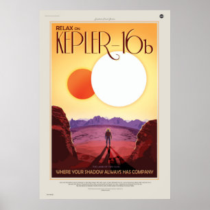 Binary Star System Astronaut på Exoplanet Kepler 1 Poster