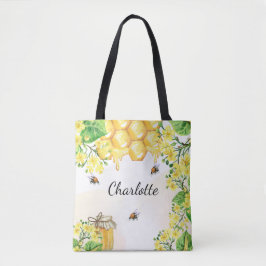 Binas honung gula blommor monogram namn tygkasse